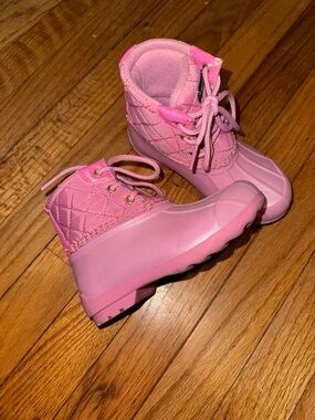 Sperry Pink Quilted Kids Duck Boots